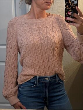 J.Crew Cable Knit Sweater in mauve/pink